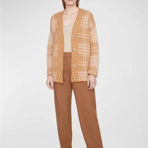 Vince Brushed Plaid Alpaca-Wool Cardigan XS/S $525 NWT - Picture 8 of 9